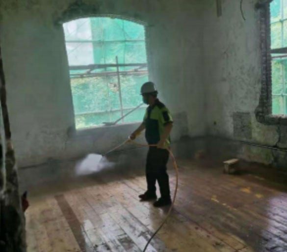 重庆自然博物馆古建筑修缮白蚁防治施工现场